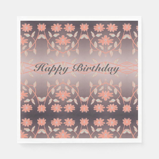 Korallblommor, mönstrad pappersservett (Framsidan)