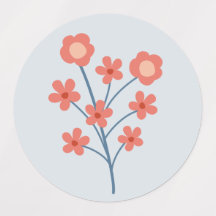 Korallblomsspriggar på disig blå mönster