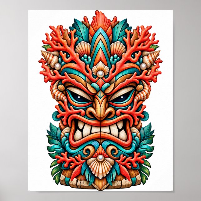 Korallbrand Tiki-affisch Poster (Framsidan)
