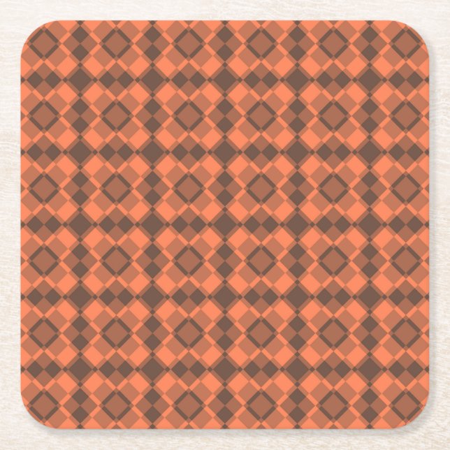 Korallbrun rutig argyle-mönster underlägg papper kvadrat (Framsidan)