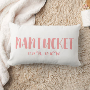 Korallets Rosa Nantucket Coordinates Beach House Lumbarkudde