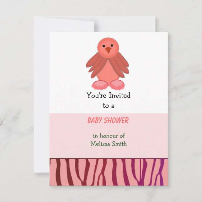 Korallfågel Baby Shower Inbjudan (Framsida)