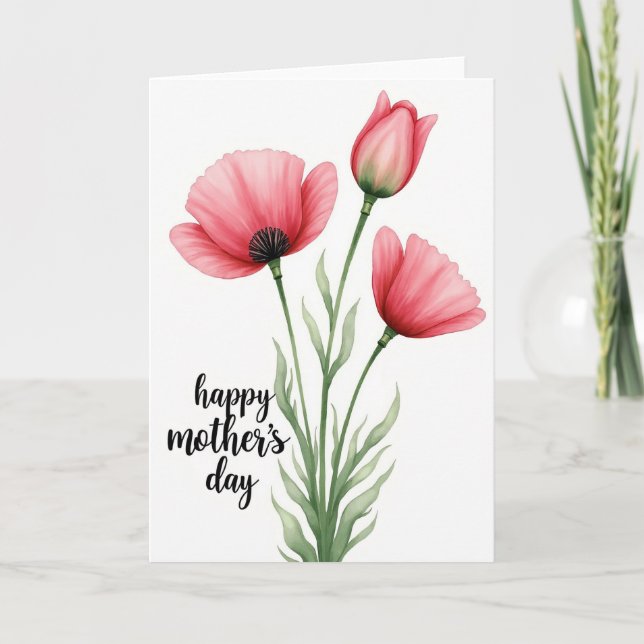 Korallfärgade Blommor MorsdagsKort Kort (Framsida)