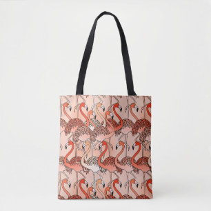 Korallfärgade flamingos tygkasse
