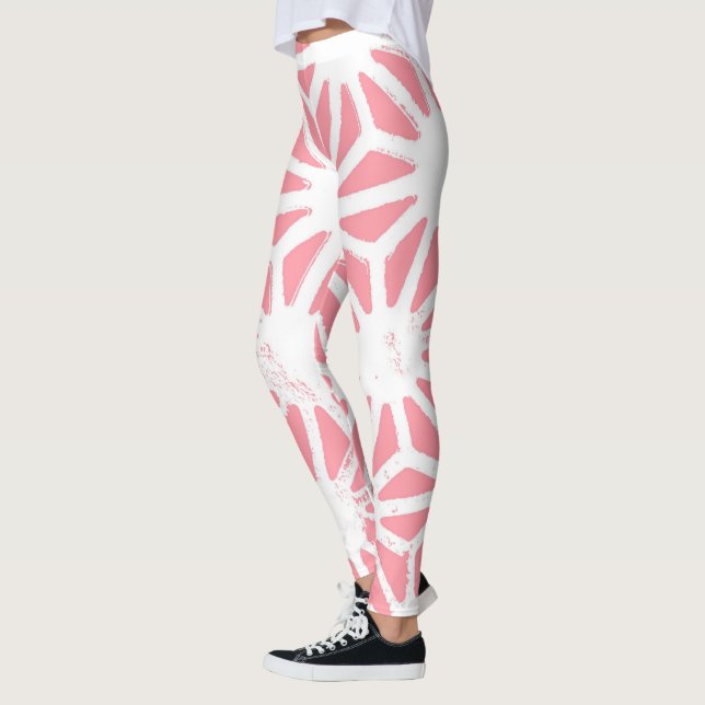 Korallgeometrisk mönster leggings (Vänster)