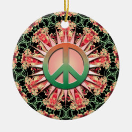 Korallgröntblomman cirklar minnessakfredprydnaden julgransprydnad keramik