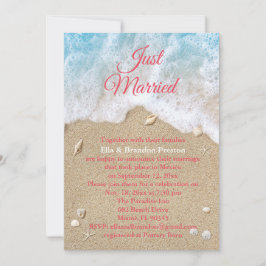 Koralll strand vågor Nygifta Efter bröllop Inbjudningar