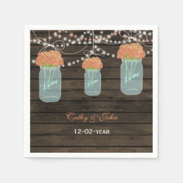 Korallmunk blommigt burk personlig bröllop napkin pappersservett