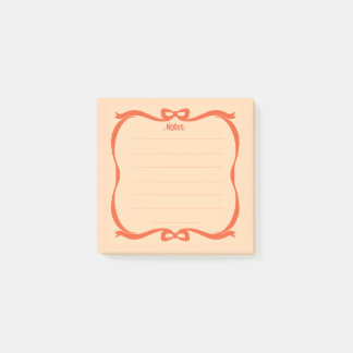 Korallorange banderoll ram på persikofärgad bakgru post-it block