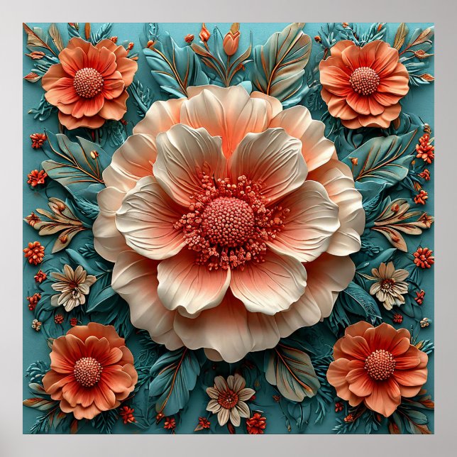 Korallpappersblommor Väggkonst Blomsterdekor 🌿🌸 (Framsidan)