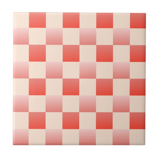 Korallpersienfärgad övertoning har kontrollerats kakelplatta (Framsidan)