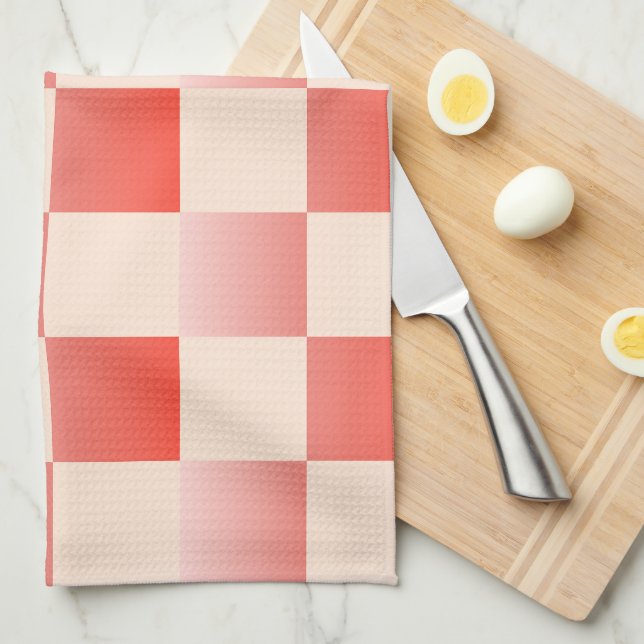 Korallpersienfärgad övertoning har kontrollerats kökshandduk (Vikt i Fjärdedel)