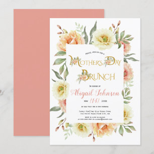 Korallpersika blommor Mors dag brunch Inbjudningar