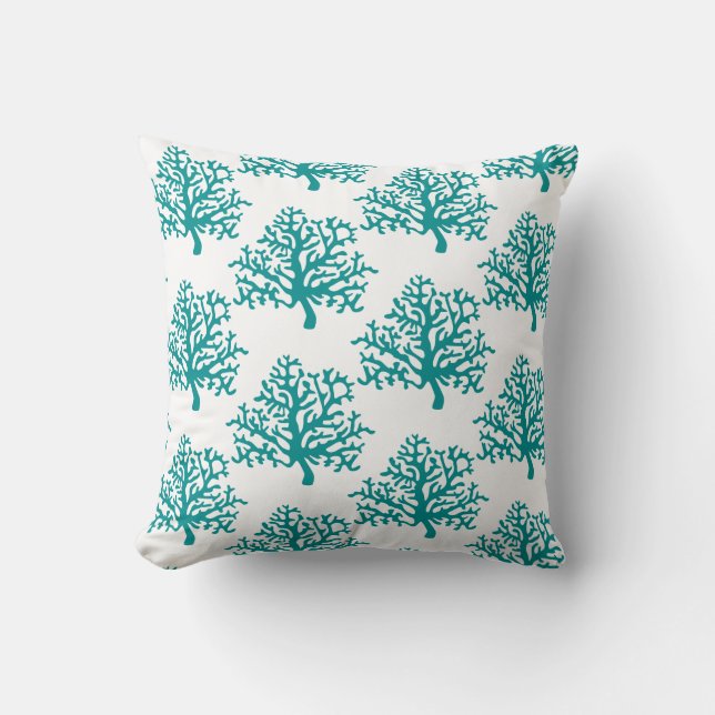 Korallrev Beach Teal Pillow Kudde (Framsida)