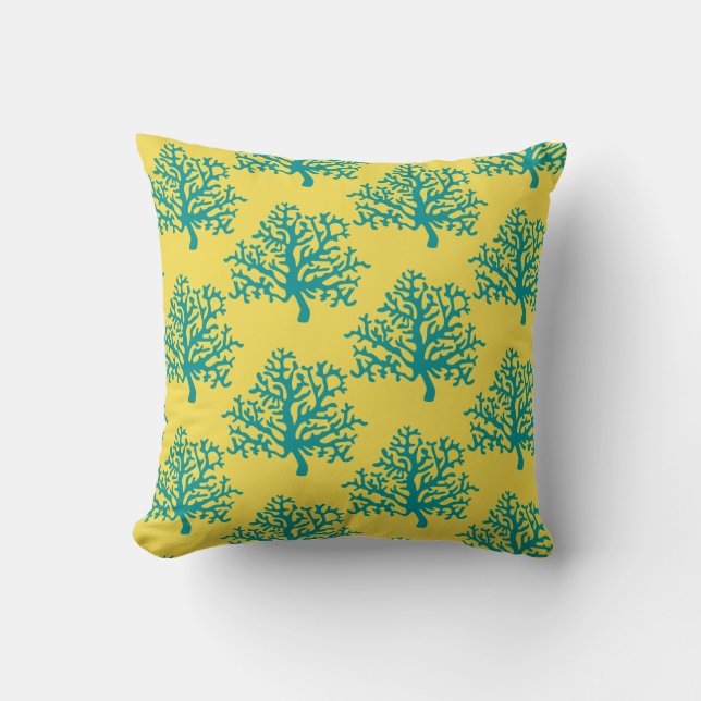 Korallrev Bright Beach Teal Pillow Kudde (Framsida)