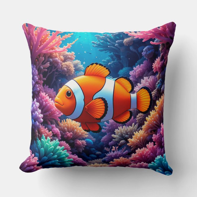 🐠 Korallrev Clownfisk Ocean Hem Dekor Kudde (Framsida)