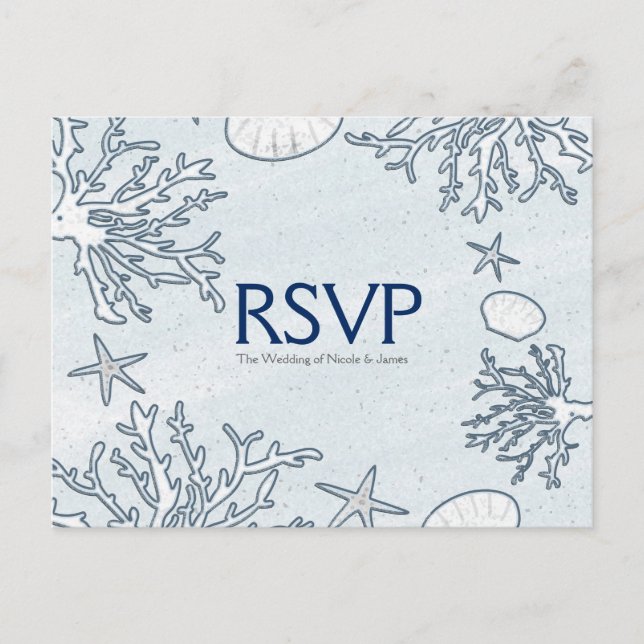 Korallrev Havsskal & Sjöstjärna RSVP-kort Inbjudan Vykort (Framsida)