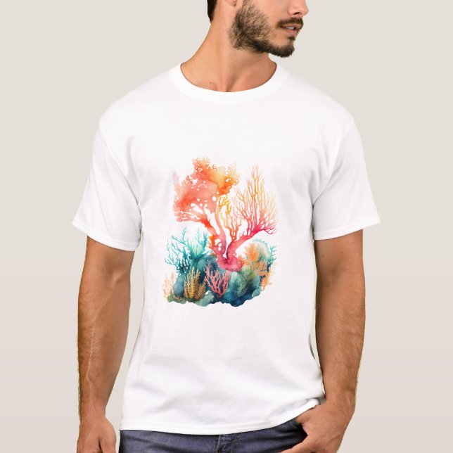 Korallrev Koncept Konstnärlig Design T Shirt (Framsida)