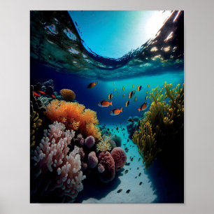 Korallrev och tropiska fiskkorallrev Äventyr Poster