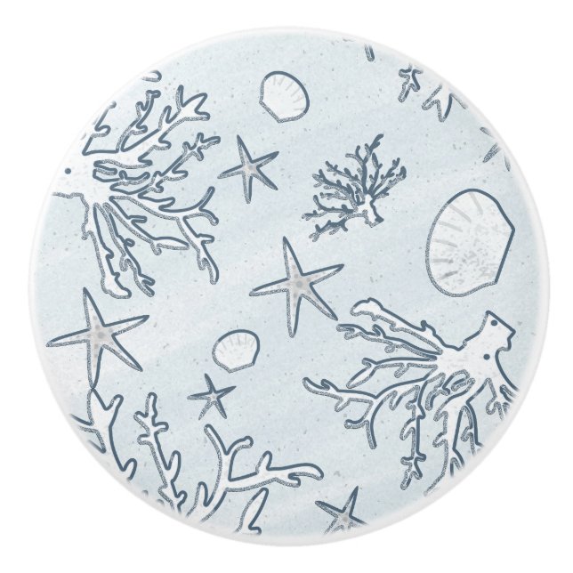 Korallrev & Snigelskal Strand Blågrå Knopp (Framsidan)