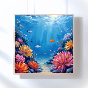 Korallrev under havet Oceanmålning Poster
