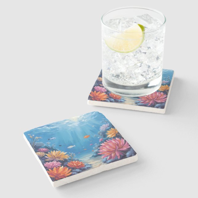 Korallrev under havet Oceanmålning Stenunderlägg (Sidan)