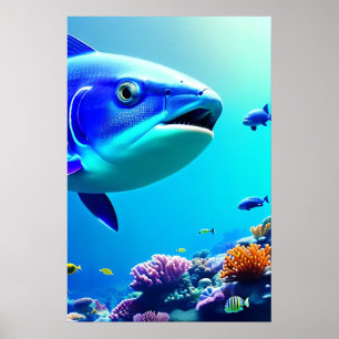 Korallrev - Utskrift av arbetsytekonst Poster