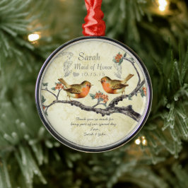 Korallros Vintage Fågel Brudtärna Ornament