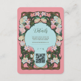 Korallrosa Art Nouveau QR-kod Bröllopsbilaga Tilläggskort
