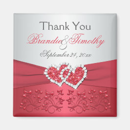 Korallrosa, grå blomsterbröllop Favoritmagnet Magnet