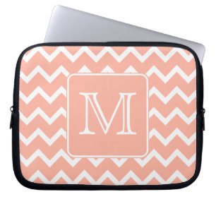Korallrosa- och vitsparre med den beställnings- laptop sleeve