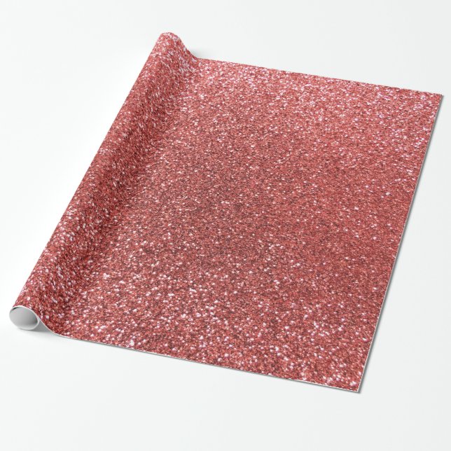 Korallrosaglitter Presentpapper (Utrullad)