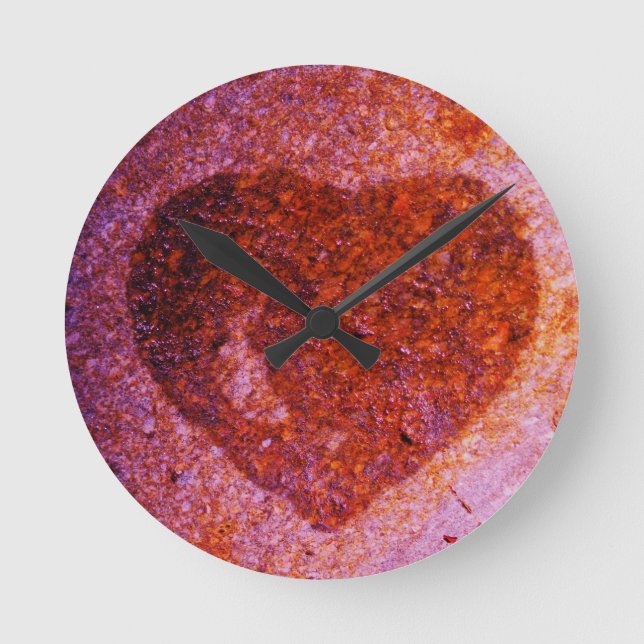 korallrosahjärta rund klocka (Framsida)