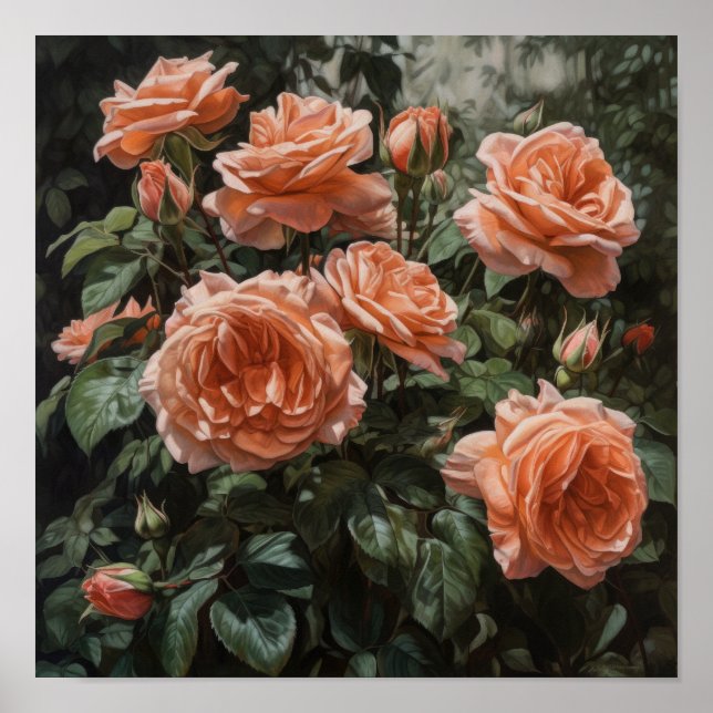 Korallrosor Blommig Konsttryck Poster (Framsidan)
