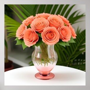 🌸 Korallrosor Glasflaska Väggkonst Present 🌿