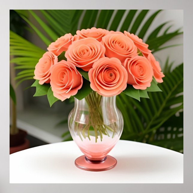 🌸 Korallrosor Glasflaska Väggkonst Present 🌿 (Framsidan)