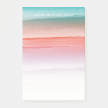 Korallrött och turkos vattenfärgstreck