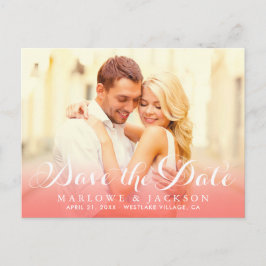 Korallskrift överläggs fotobesparing datum meddelande vykort