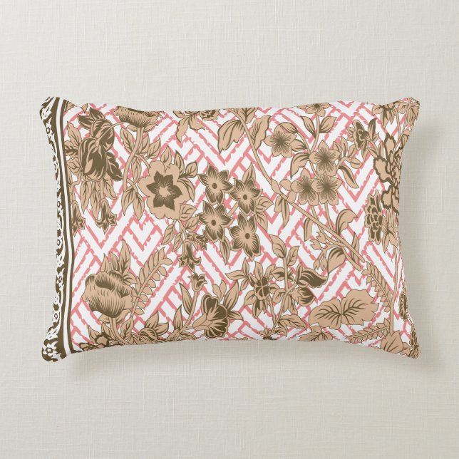 Koralltextildesign med intricate golden pa prydnadskudde (Framsidan)