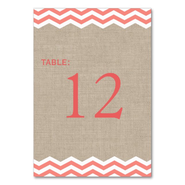 Korallturer på Bordsnumret Burlap Bordsnummer (Baksidan)