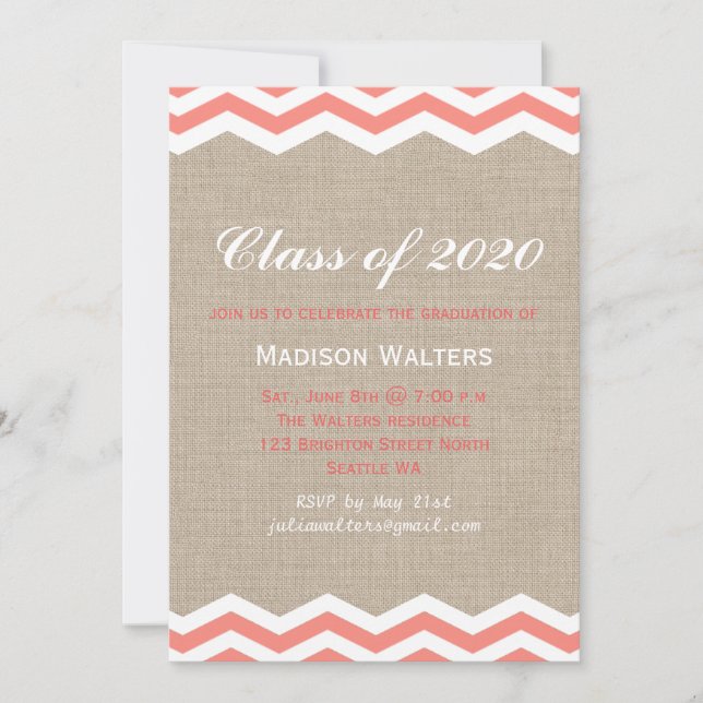 Korallturer på Burlap Studenten-inbjudan Inbjudningar (Framsida)