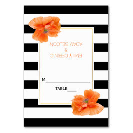 Korallvallmo och eskort från rand bröllop bordsnummer