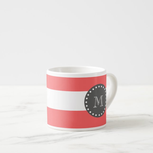Korallvita randiga mönster, kolmonogram espressomugg (Framsida höger)