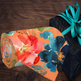 Koralpersika Indigo Marinblå Rosor Blommig Slipskl Slips