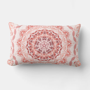 Koralröd Aprikos Damask Mandala Lumbarkudde