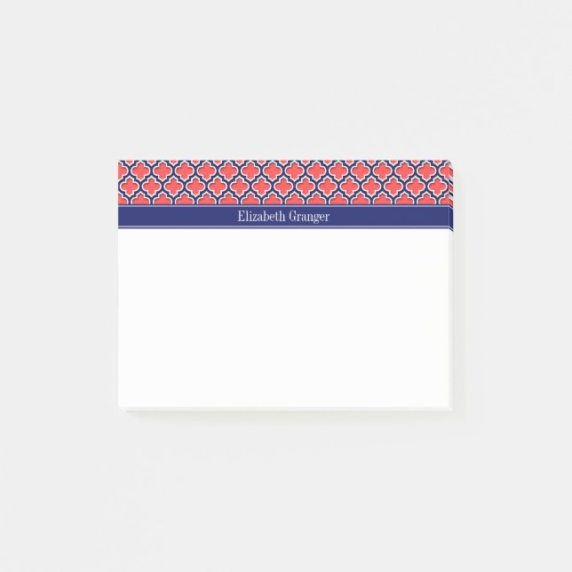 Koralröd Flotta 5c Marockansk #5DS Flotta Namn Mon Post-it Block (Framsida)