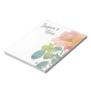 Koralrosa Boho Blommor på Vitt Anteckningsblock