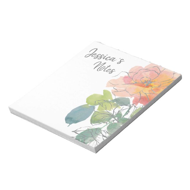Koralrosa Boho Blommor på Vitt Anteckningsblock (Roterad)