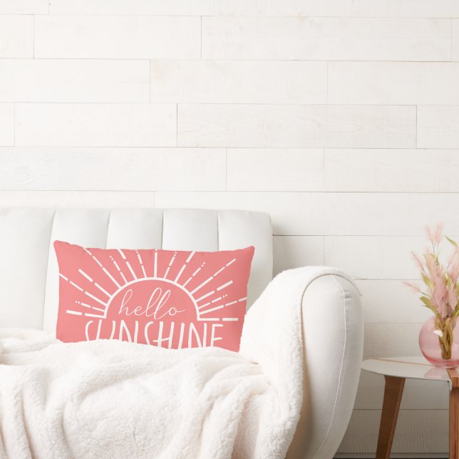 Koralrosa Enkel Modern Hej Solsken      Lumbarkudde (Soffa)