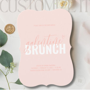 Koralrosa modern Galentine-fest inbjudan